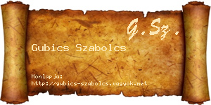 Gubics Szabolcs névjegykártya